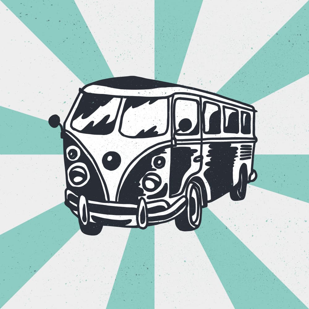Retro Surf Van by Marika Barsrsind — canvas wall art