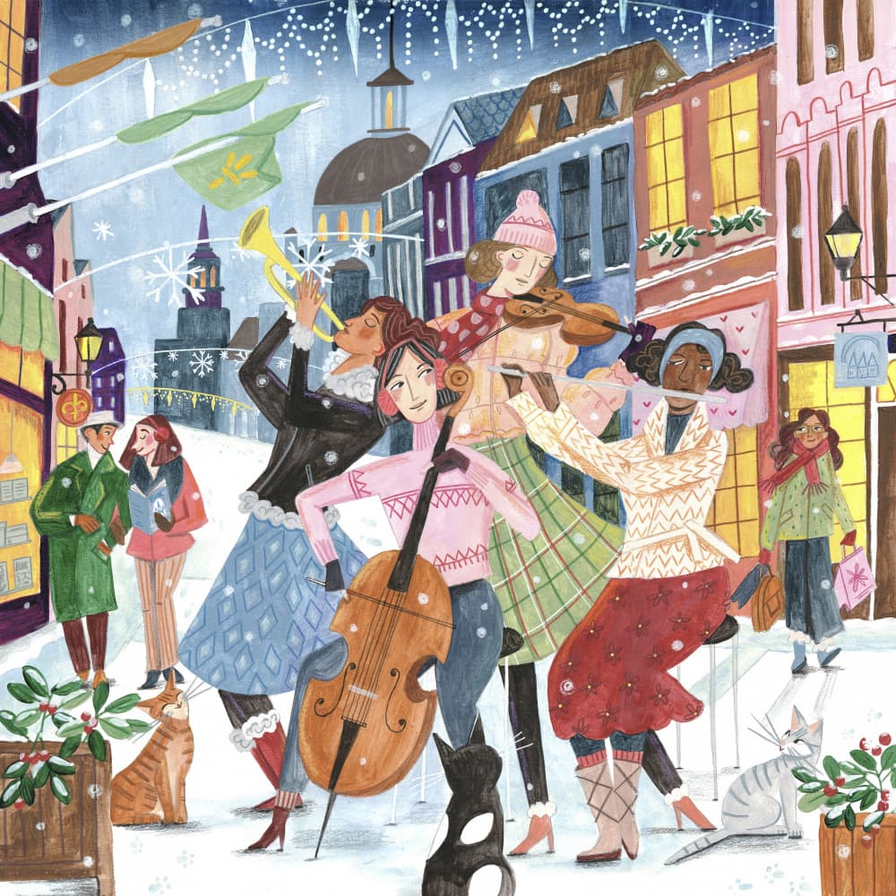 Music in Montreal Christmas by Caroline Bonne Müller — canvas wall art