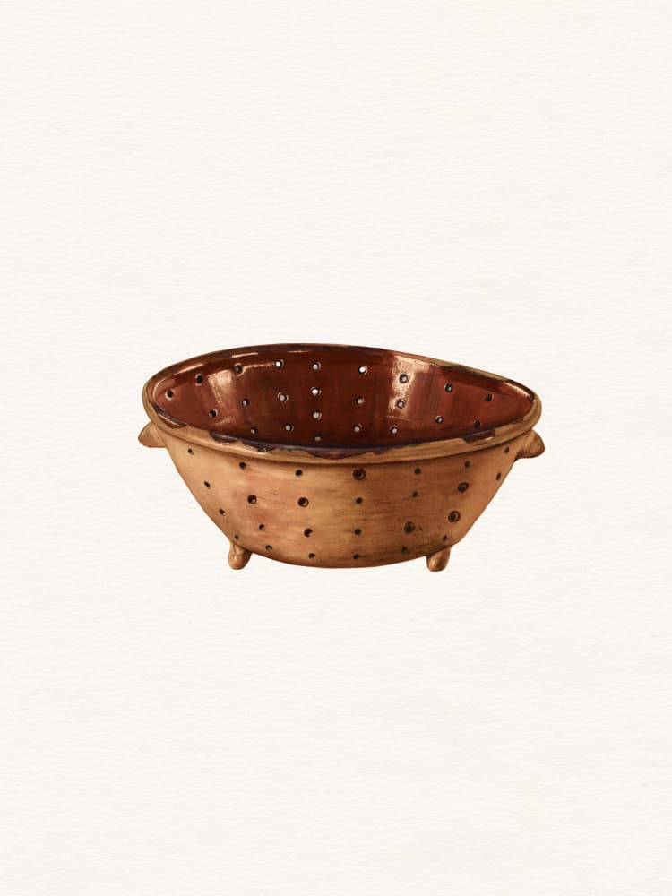 Rustic Terracotta Colander by Wild Violets — canvas wall art