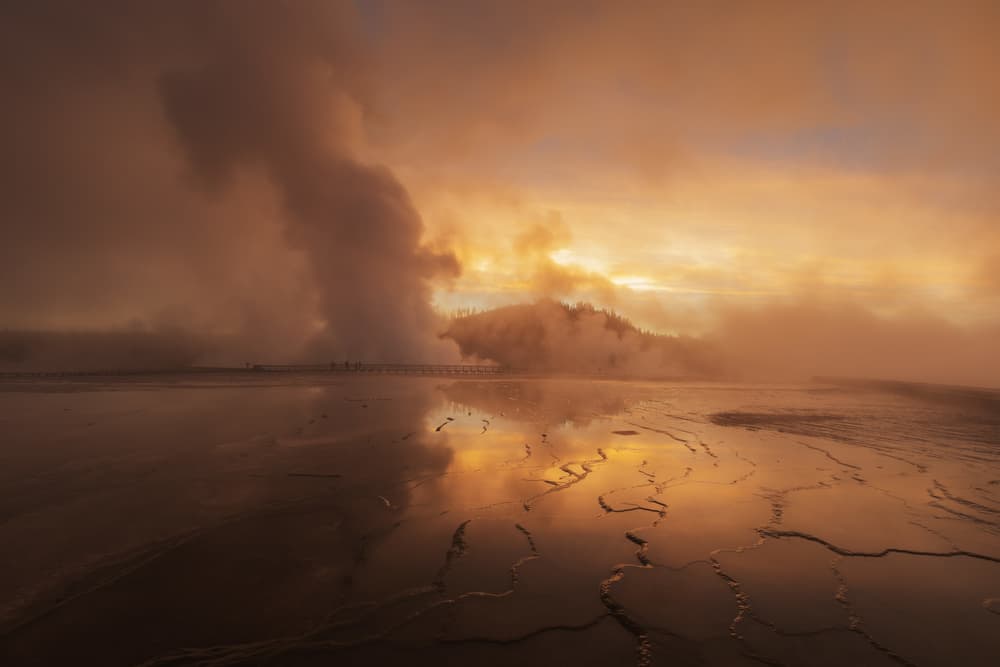 Golden Hour Geothermal Springs by Jennifer Zhao — canvas wall art