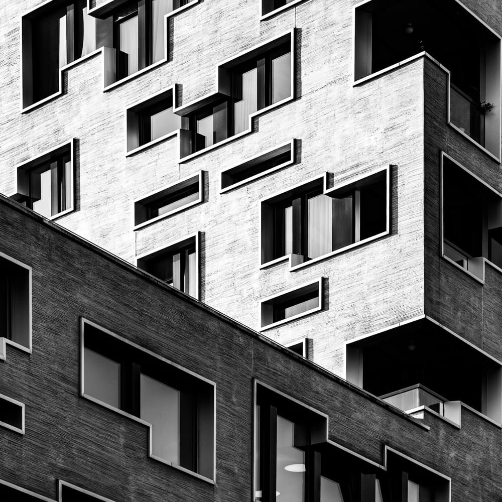 Geometric Building Facade by Franco Tessarolo — canvas wall art