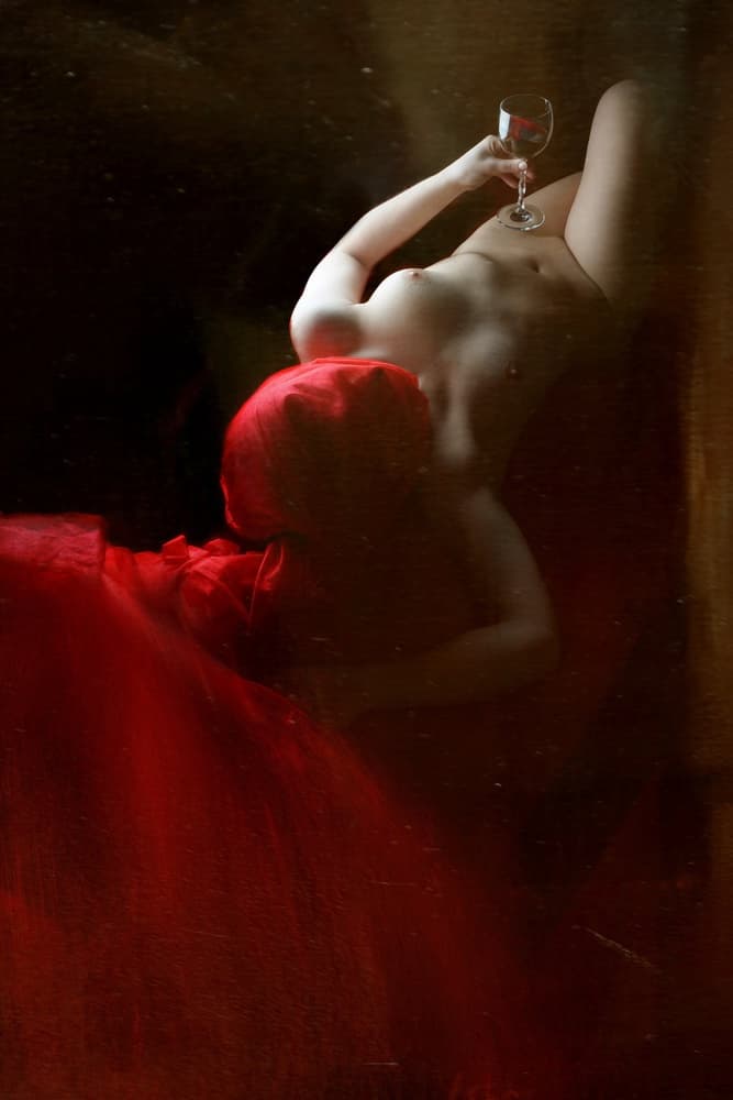 A drink in red by Olga Mest — canvas wall art