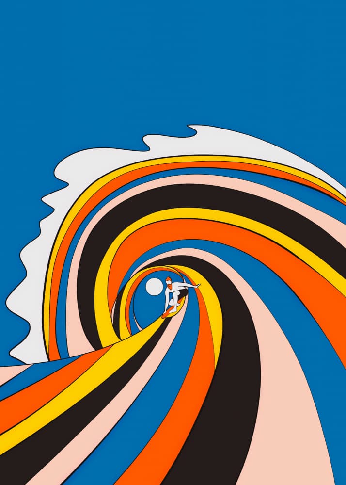 Vibrant Surfer Wave by Stephen Wade — canvas wall art