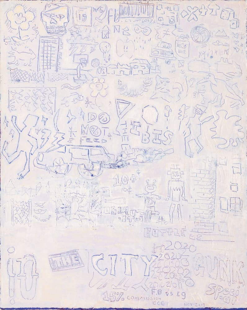 Urban Blue Doodles by dirk kruithof — canvas wall art