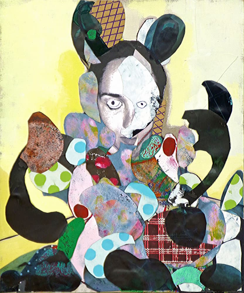 Whimsical Collage Face by Pascal Marlin — canvas wall art