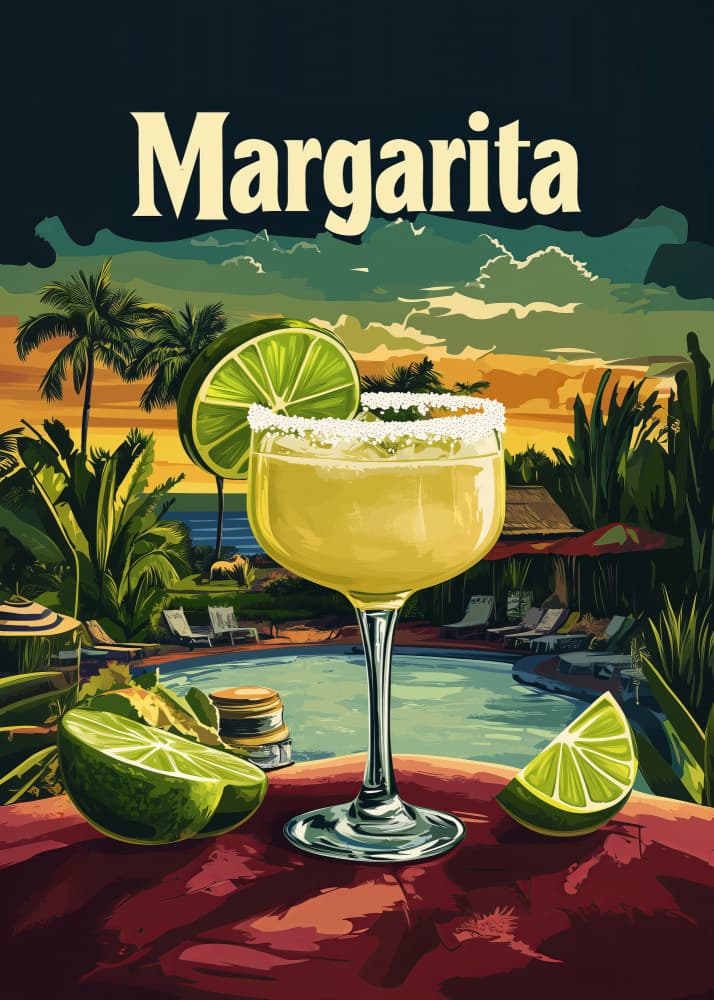 Margarita Poolside Sunset by Andreas Magnusson — canvas wall art
