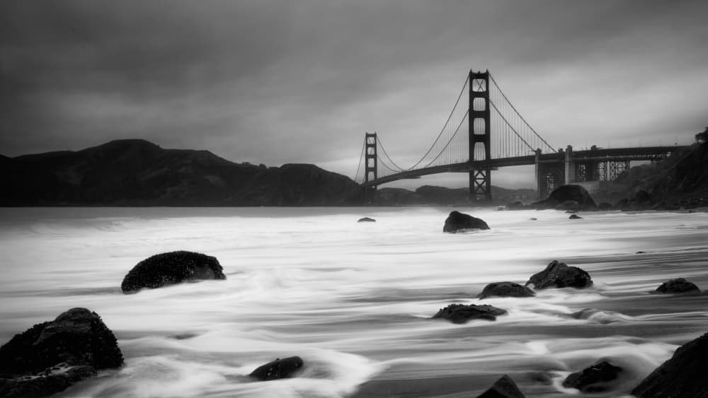 Golden Gate Foggy Seascape by Jianshu — canvas wall art
