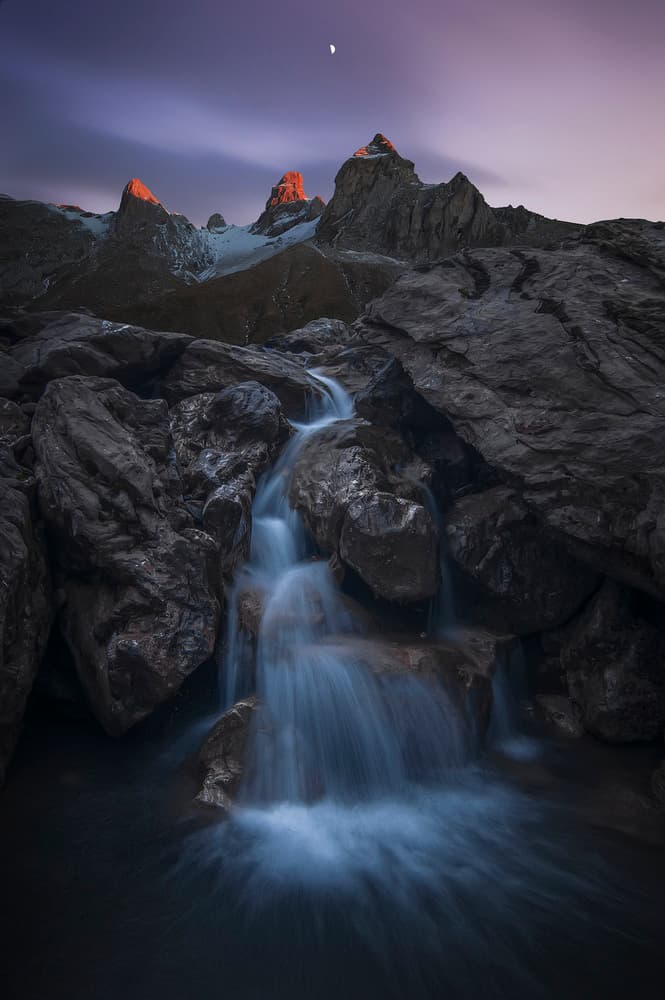 Moonlit Mountain Waterfall by Chris Kaddas — canvas wall art