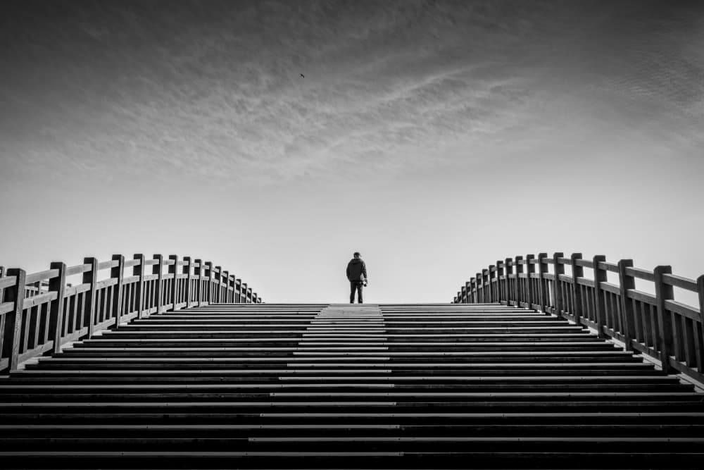 Solitary Figure Ascent by Wanjae Choi — canvas wall art