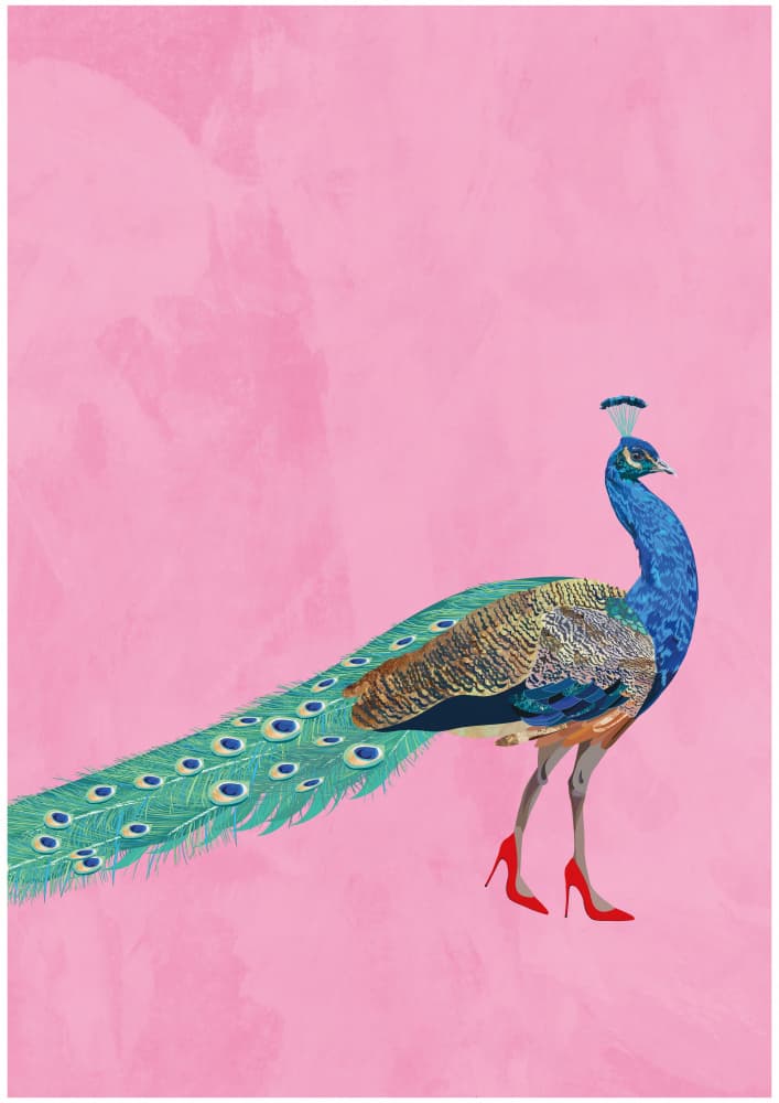 Peacock in Red Heels by Sarah Manovski — canvas wall art