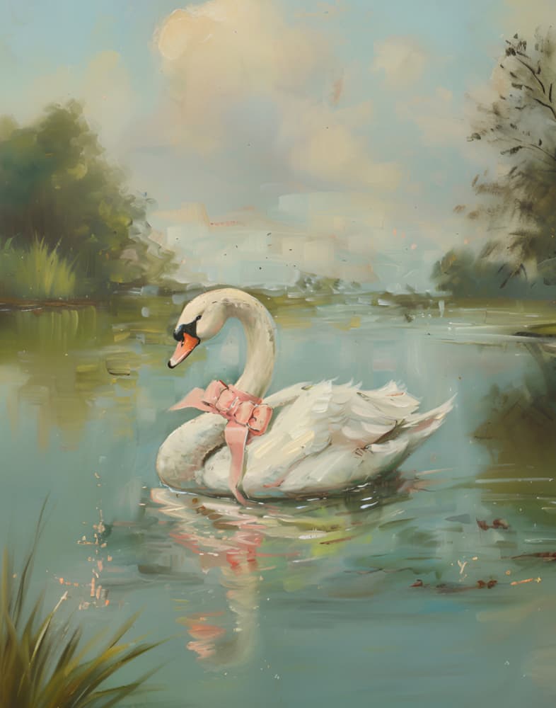Vintage Swan Coquette by Jolly and Dash — canvas wall art