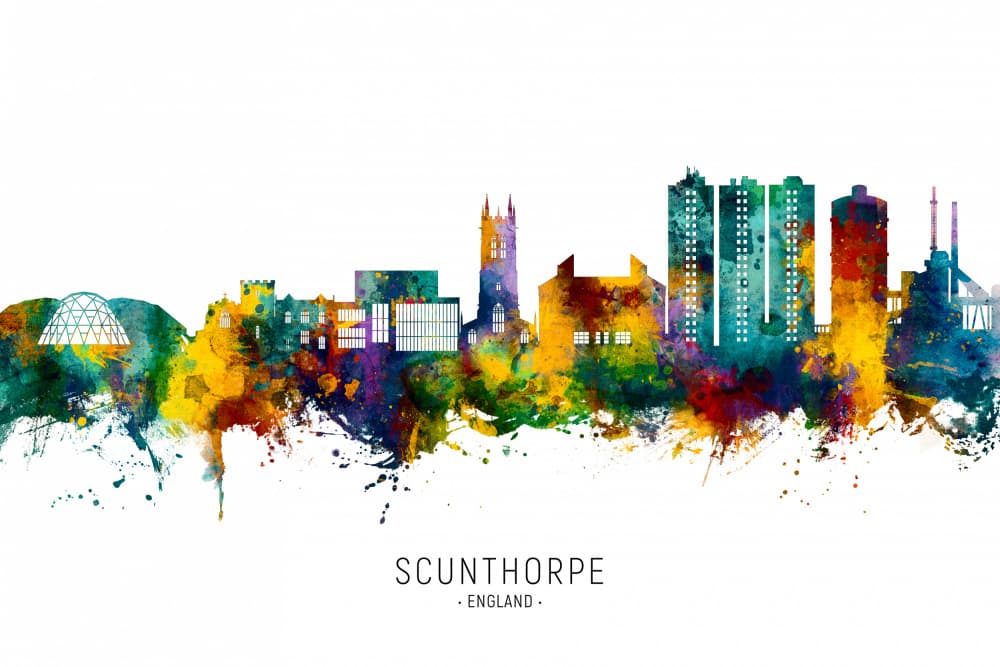 Vibrant Scunthorpe Cityscape by Michael Tompsett — canvas wall art
