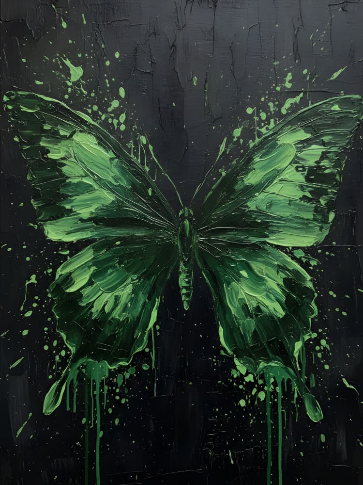 Neon Green Butterfly by HUGO — canvas wall art