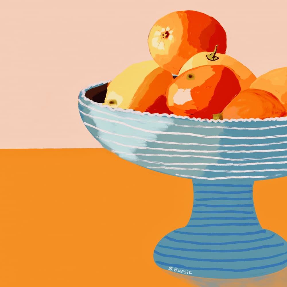Vibrant Fruit Bowl by Sharyn Bursic — canvas wall art