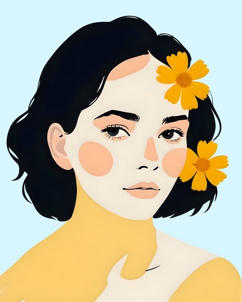 Stylized Floral Woman by Uma Gokhale — canvas wall art
