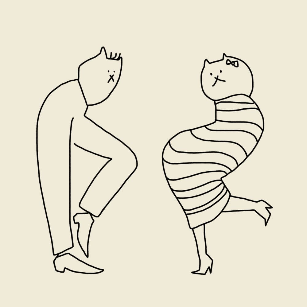 Dancing Cat Couple by Little Dean — canvas wall art