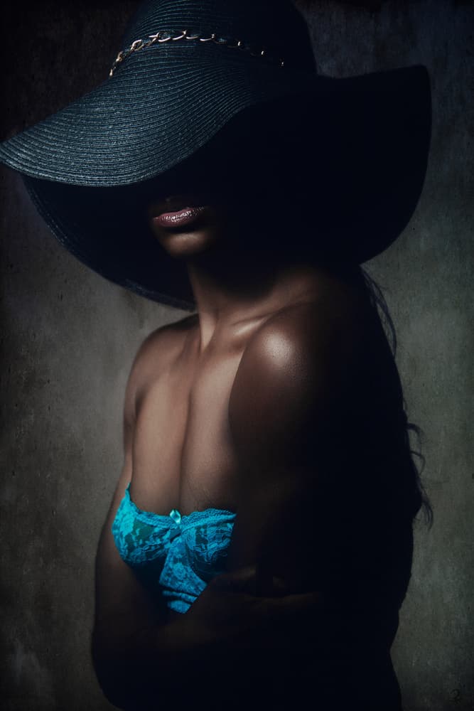Mysterious Woman Wide Hat by Darryl J Dennis — canvas wall art