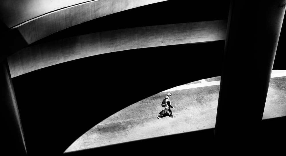 Walker In Urban Curves by Antonio Grambone — canvas wall art