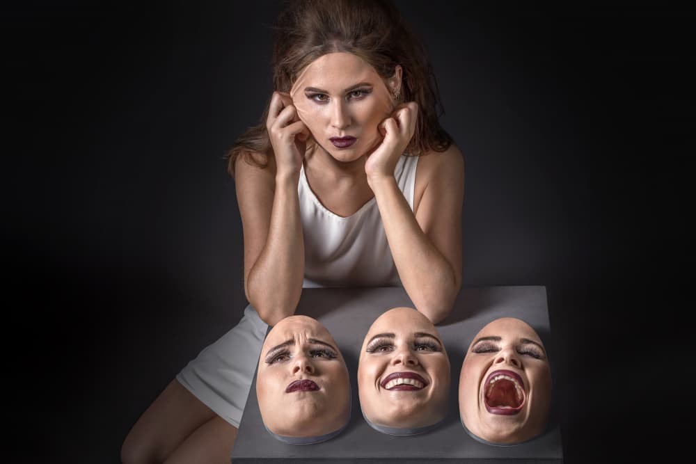 Woman's Emotional Masks by Marcel Egger — canvas wall art