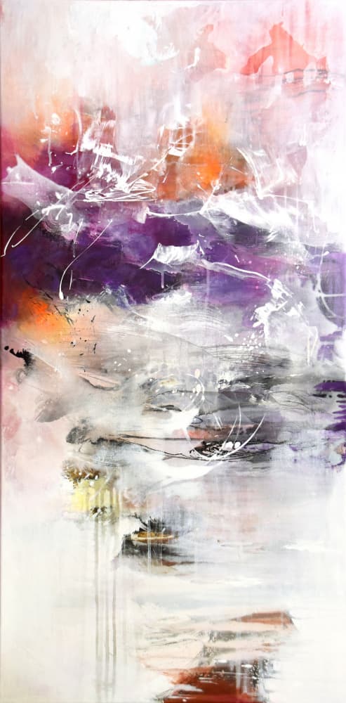 Dynamic Purple Orange Abstract by Kirsten Handelmann — canvas wall art