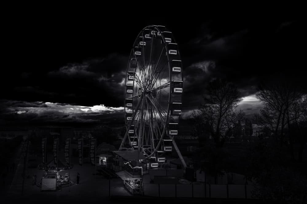 Night Ferris Wheel Glow by Alan Kwang — canvas wall art
