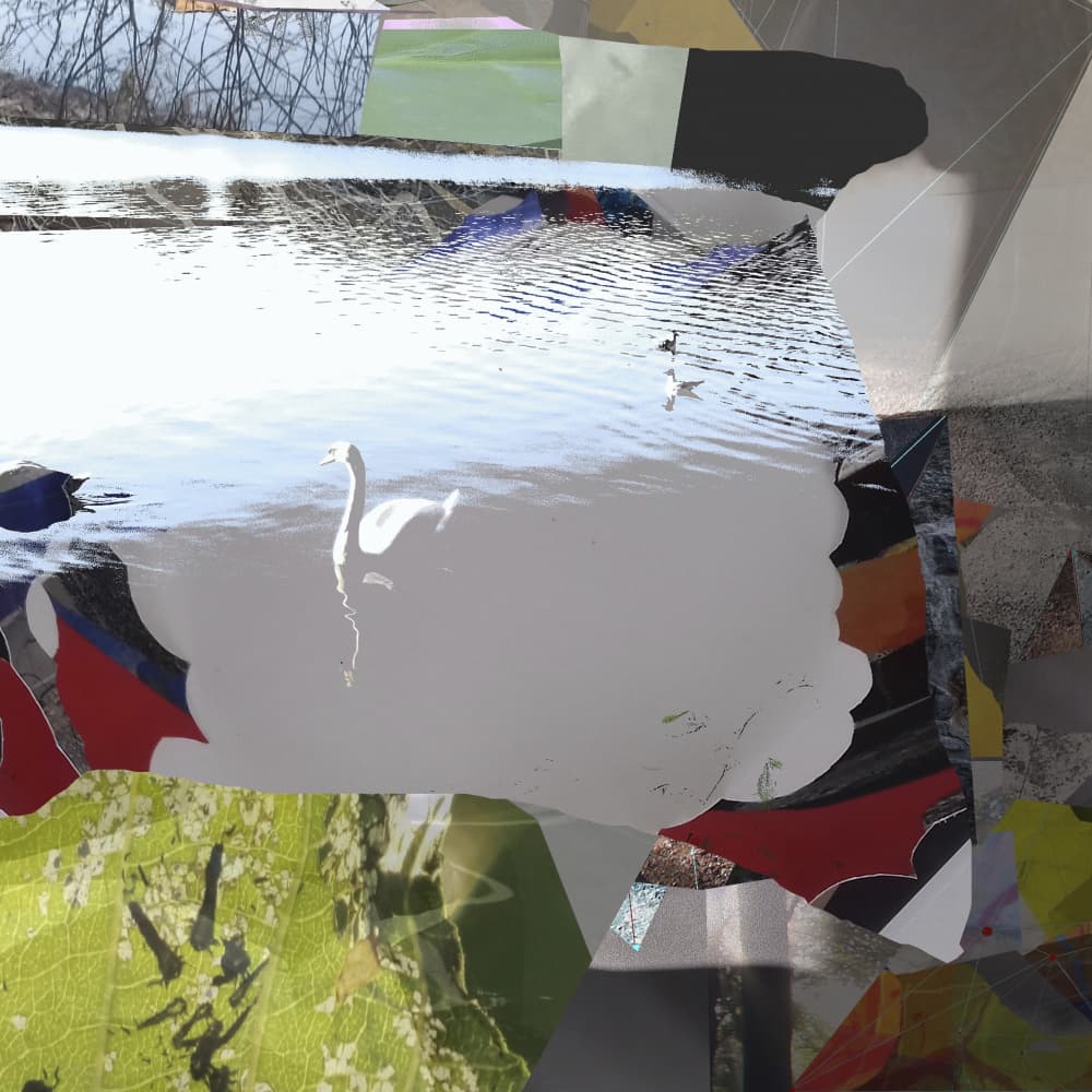 White Swan Abstract Collage by Stefan Fransson — canvas wall art