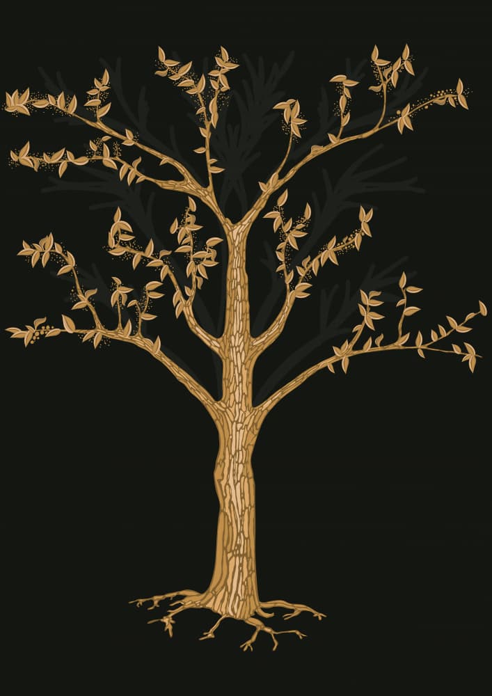 Elegant Golden Tree by Nicholas — canvas wall art