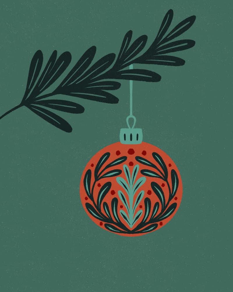 Festive Branch Ornament by Angela Minca — canvas wall art
