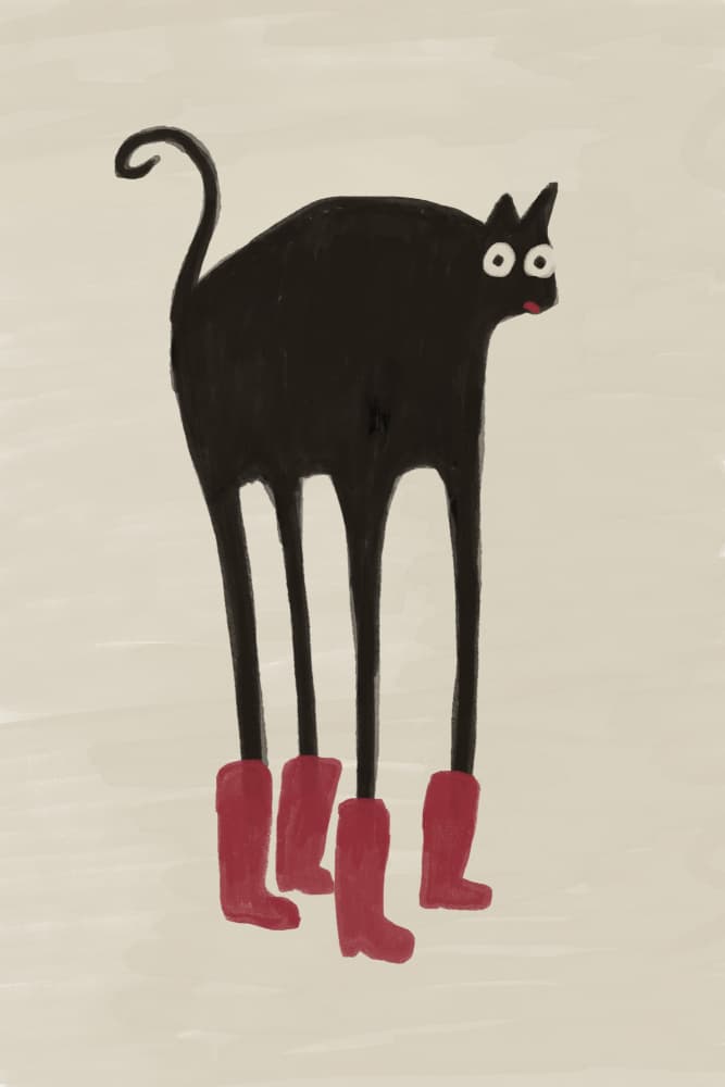 Funny Black Cat Boots by The Art Concept — canvas wall art