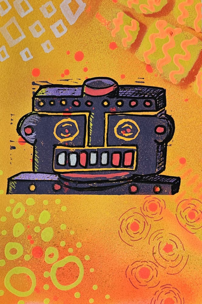 Quirky Robot Head by Olea Huuska — canvas wall art