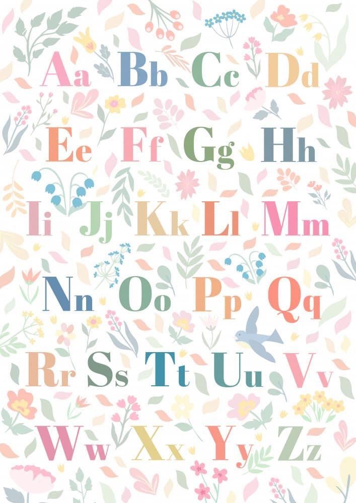 Pastel Floral Alphabet by Sarah Manovski — canvas wall art