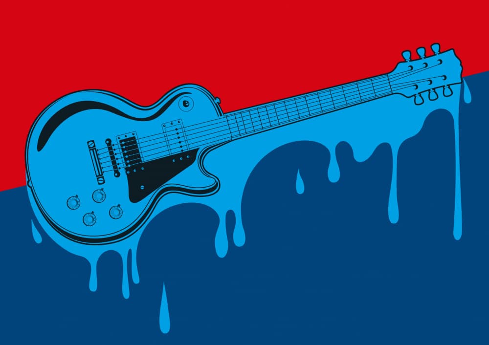 Dripping Blue Guitar by Carlo Kaminski — canvas wall art