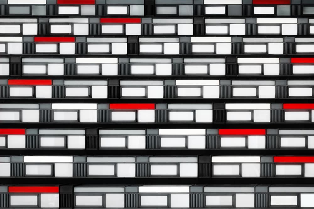 Geometric Building Red by Hans-Wolfgang Hawerkamp — canvas wall art