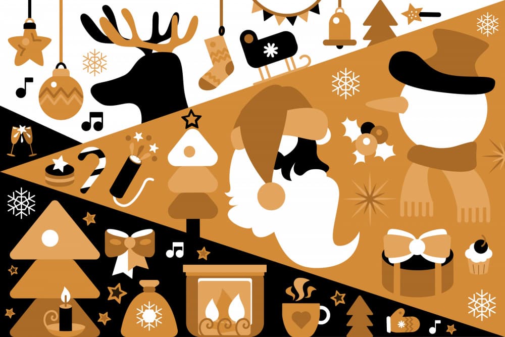 Festive Holiday Icons by Marika Barsrsind — canvas wall art
