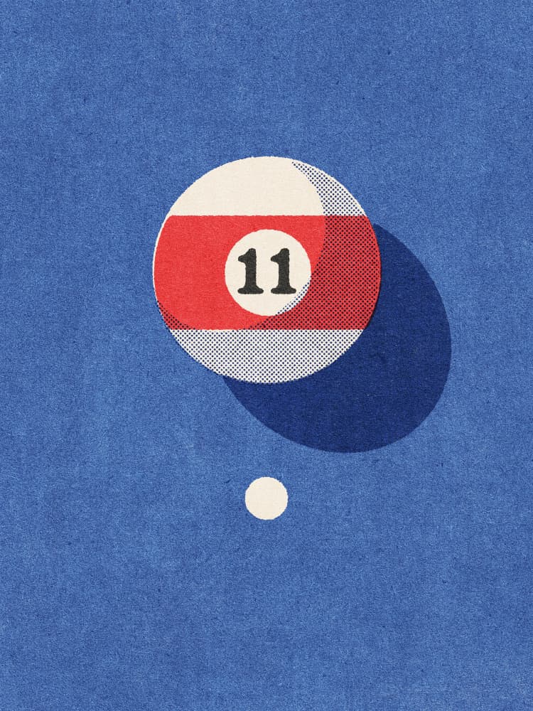 Eleven Striped Pool Ball by Daniel Coulmann — canvas wall art