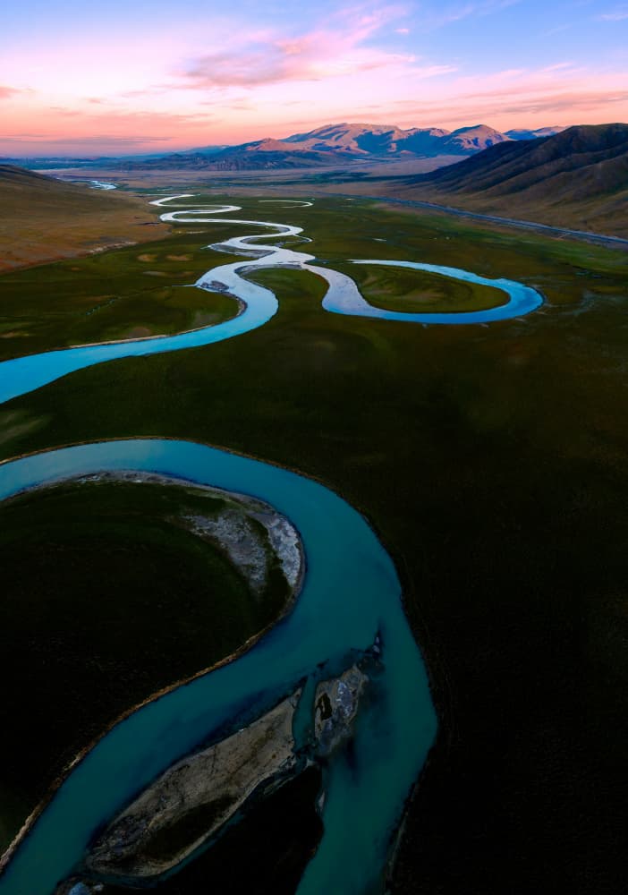 Winding River Valley Sunset by konglingming — canvas wall art