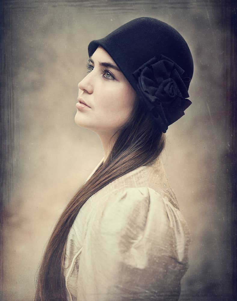 Woman in Vintage Hat by kenp — canvas wall art