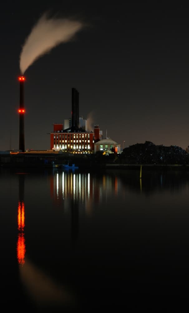 Industrial Night Reflection by Jan Lykke — canvas wall art