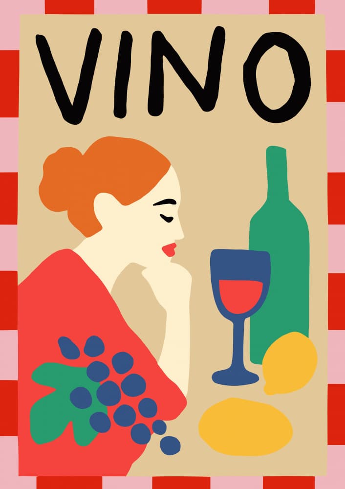 Vino Woman Still Life