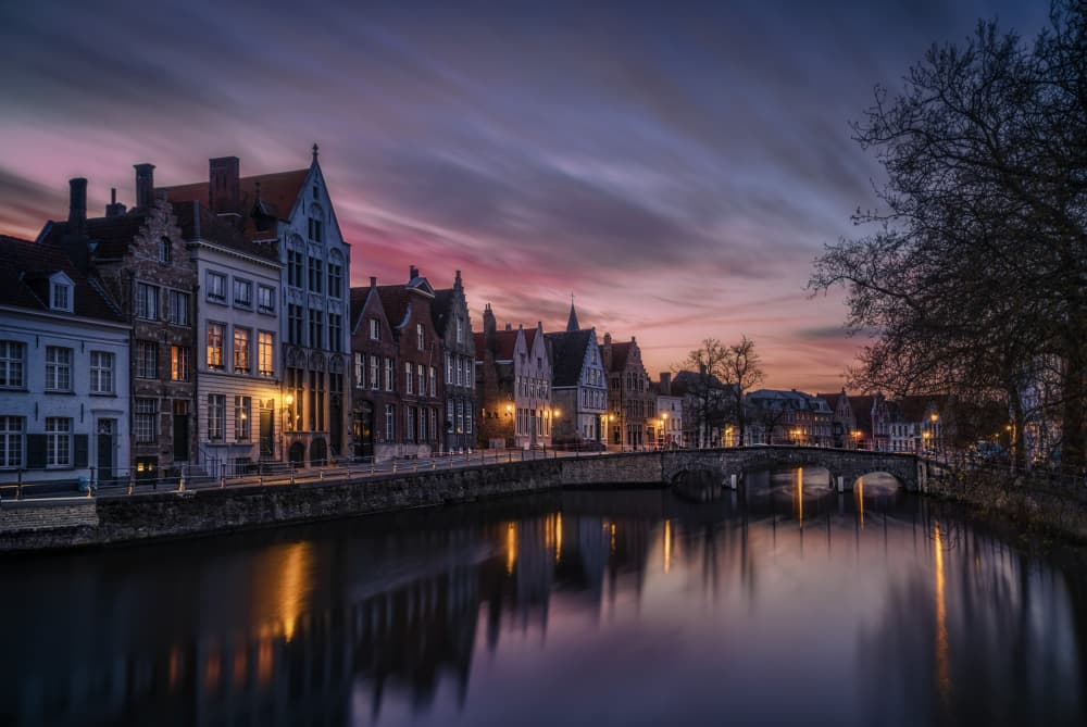 Historic Canal Twilight by Antoni Figueras — canvas wall art