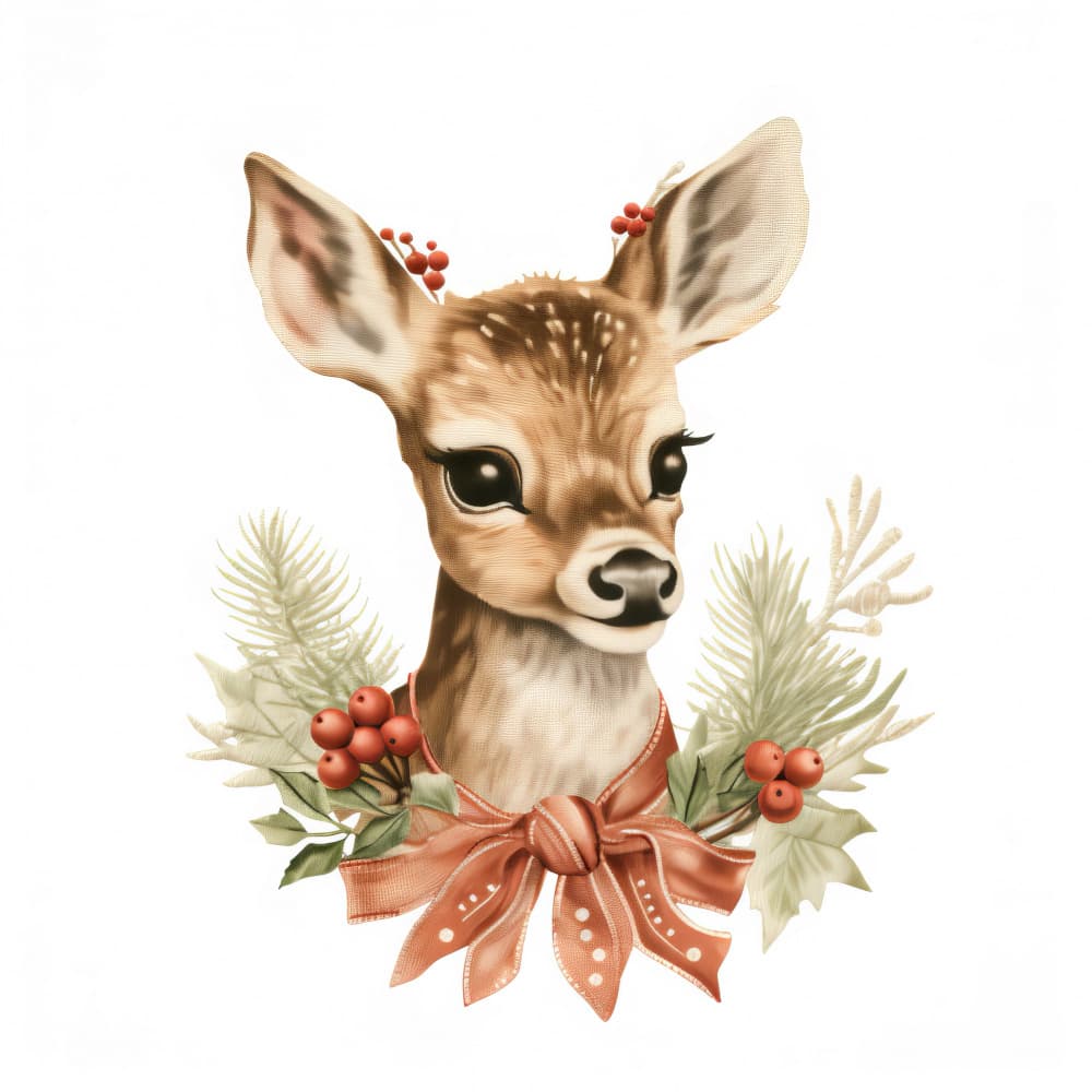Cozy Christmas Fawn by Bilge Paksoylu — canvas wall art