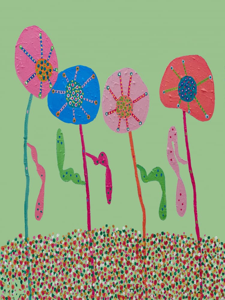Happy Whimsical Flowers by Helen Joynson — canvas wall art