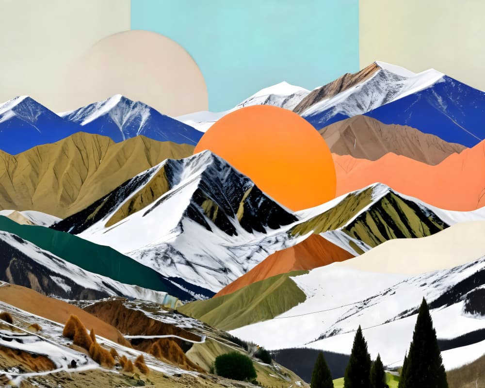 Geometric Mountain Landscape by Uma Gokhale — canvas wall art