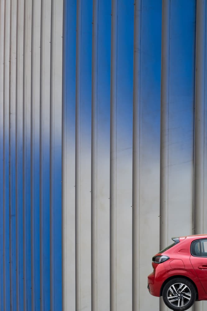 Urban Red Car Lines by Maurits De Groen — canvas wall art
