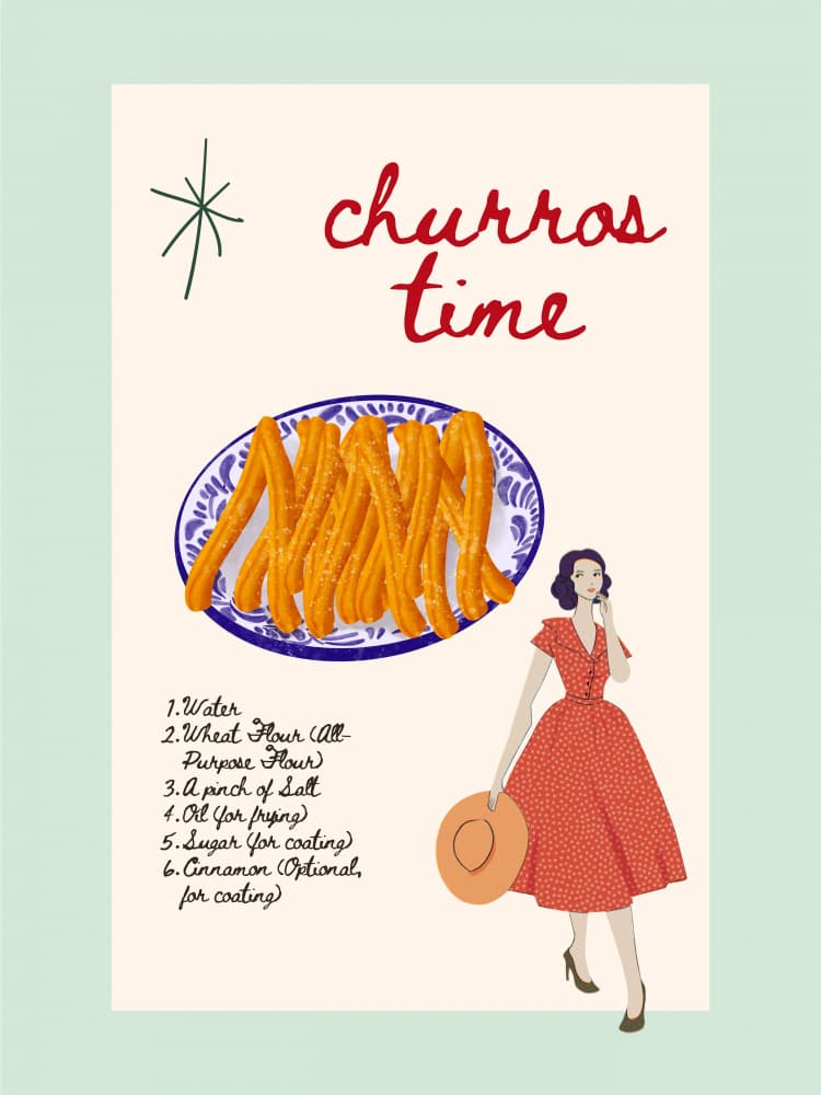 Retro Churros Time by Elizabeth C — canvas wall art