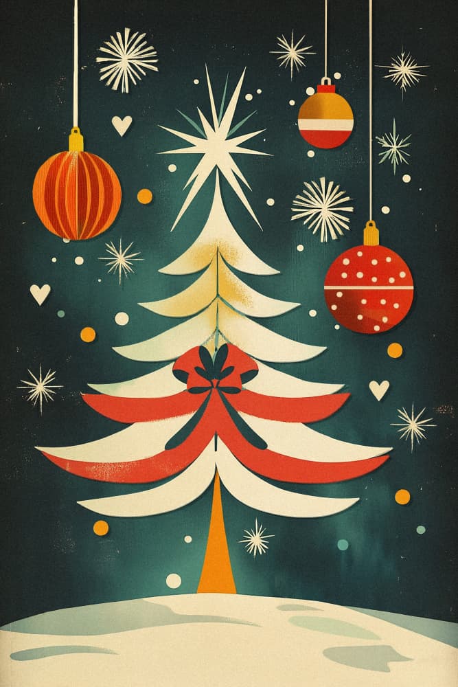 Festive Mid-Century Tree by Pictufy Studio IV — canvas wall art