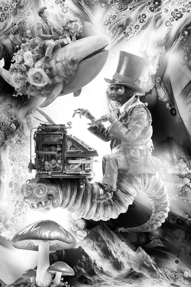 Whimsical Writer's Journey by Rafal Kulik — canvas wall art