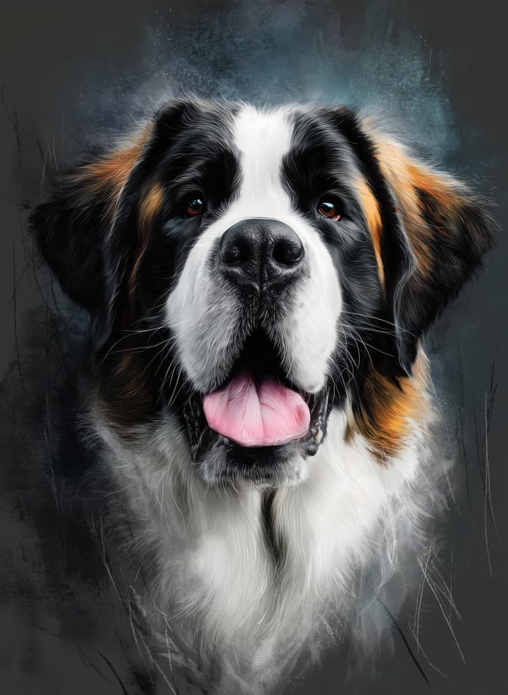 Happy Saint Bernard Portrait by Justyna Jaszke — canvas wall art