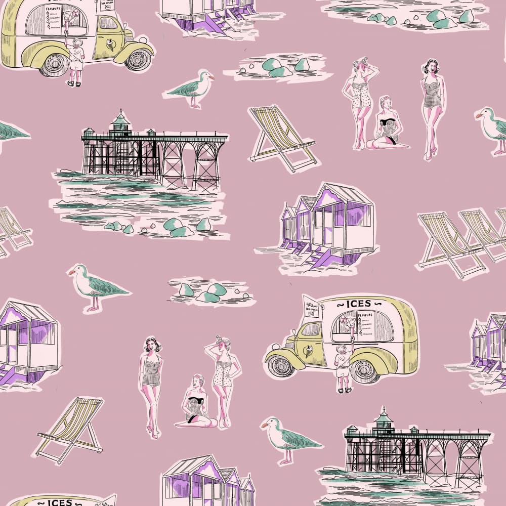 Vintage Seaside Summer by Charlotte Trudgett — canvas wall art