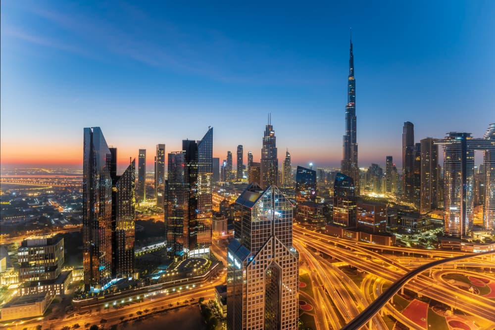 Twilight Dubai Skyline by Mrinal Nath — canvas wall art